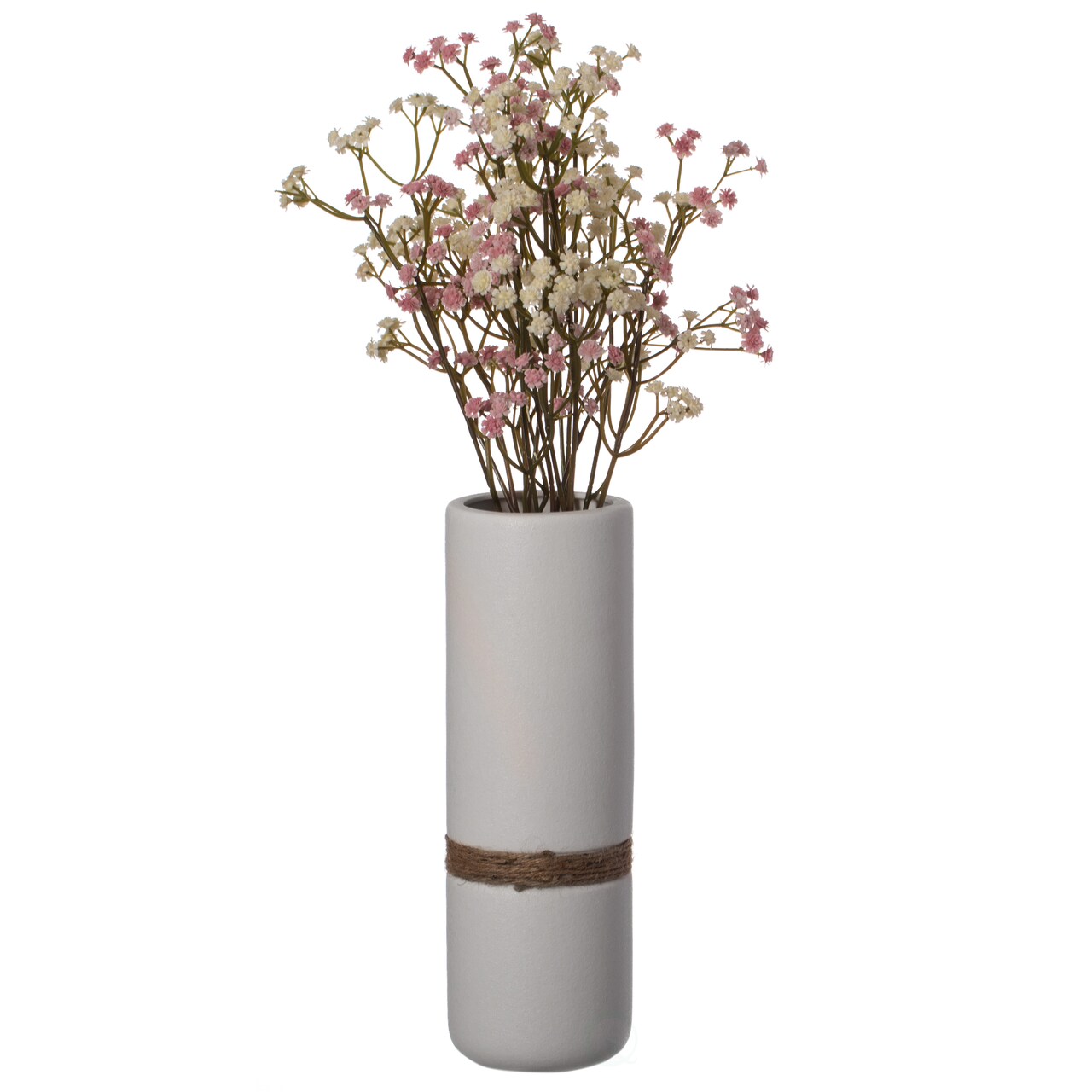 Decorative Modern Ceramic Cylinder Shape Table Vase Flower Holder with Rope